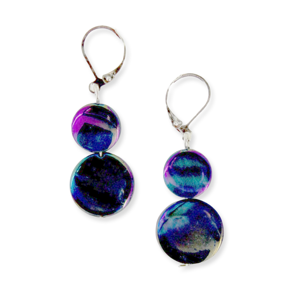 Navy Mother-of-Pearl Earrings