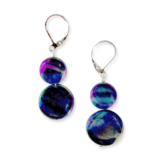 Navy Mother-of-Pearl Earrings