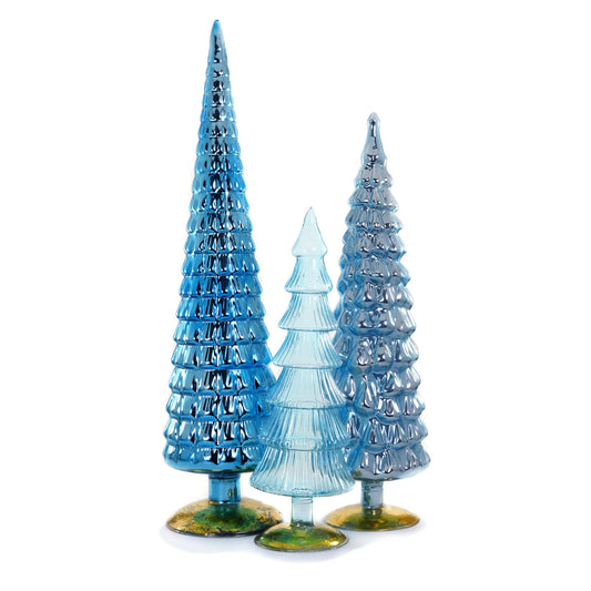 Jumbo Glass Hue Trees: Winter Blue