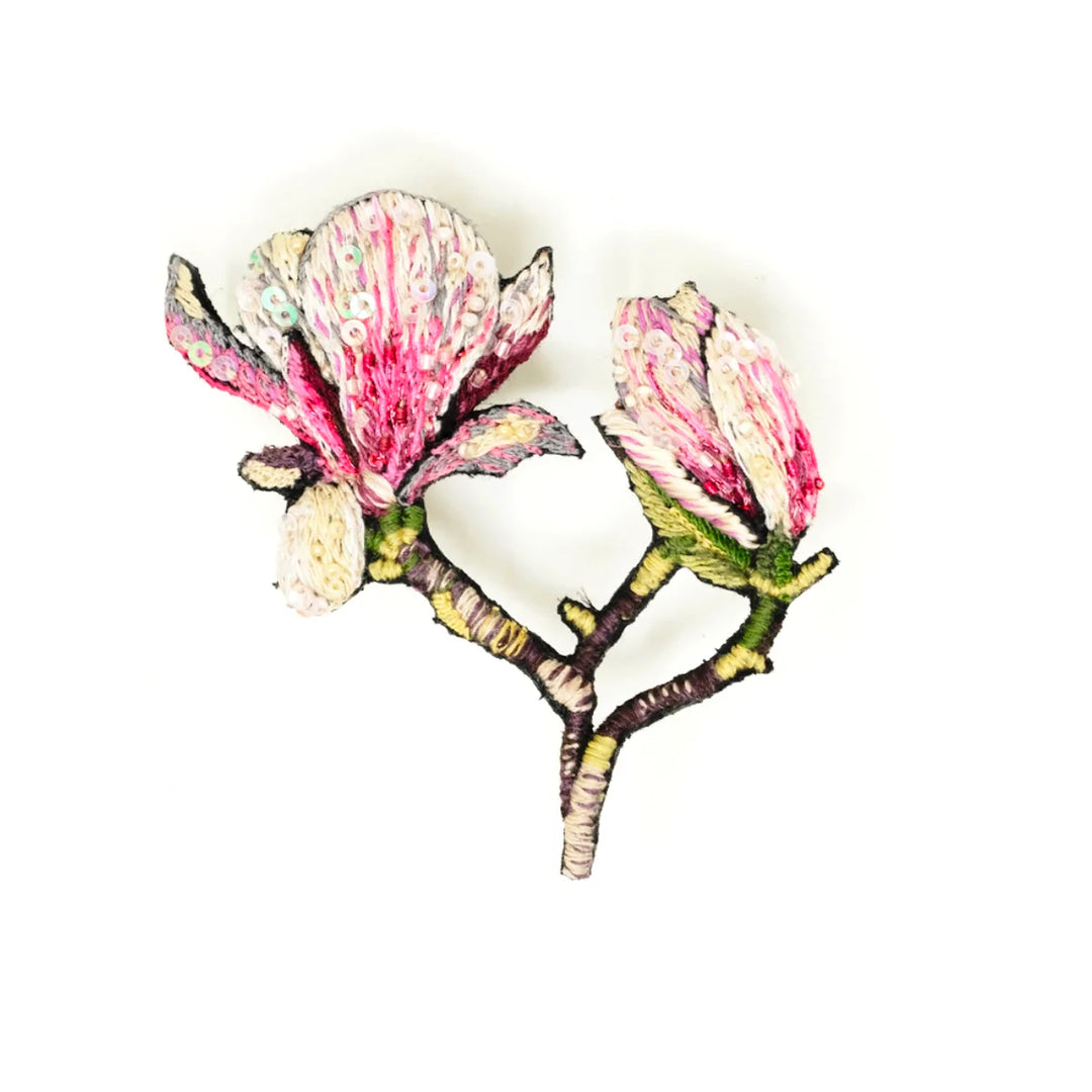 Magnolia Blossom Embroidered Brooch