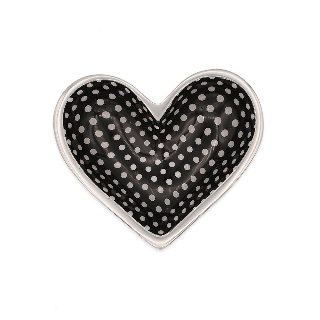 Mini Happy Heart Dish: White Polka Dots