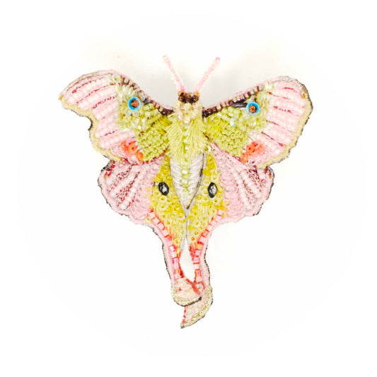 Moon Moth Embroidered Brooch