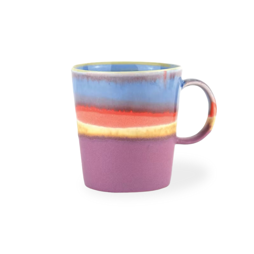 Multicolored mug with a gradient from purple to blue on a white background