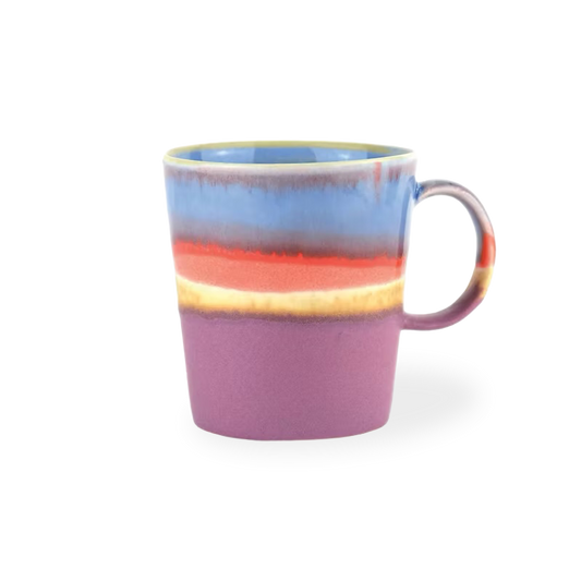Multicolored mug with a gradient from purple to blue on a white background