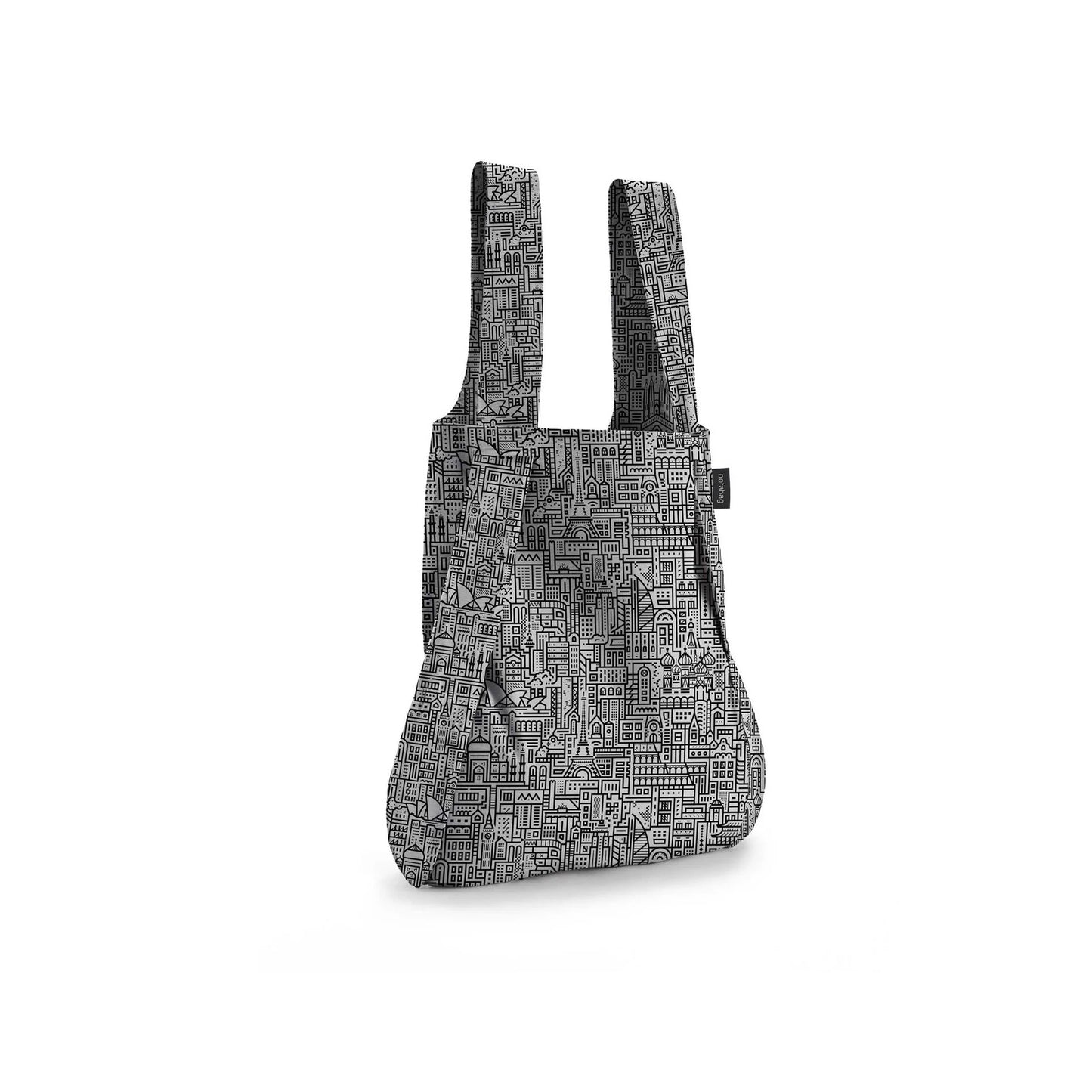 Notabag Convertible Tote: Hello World (Grey/Black) - Chrysler Museum Shop