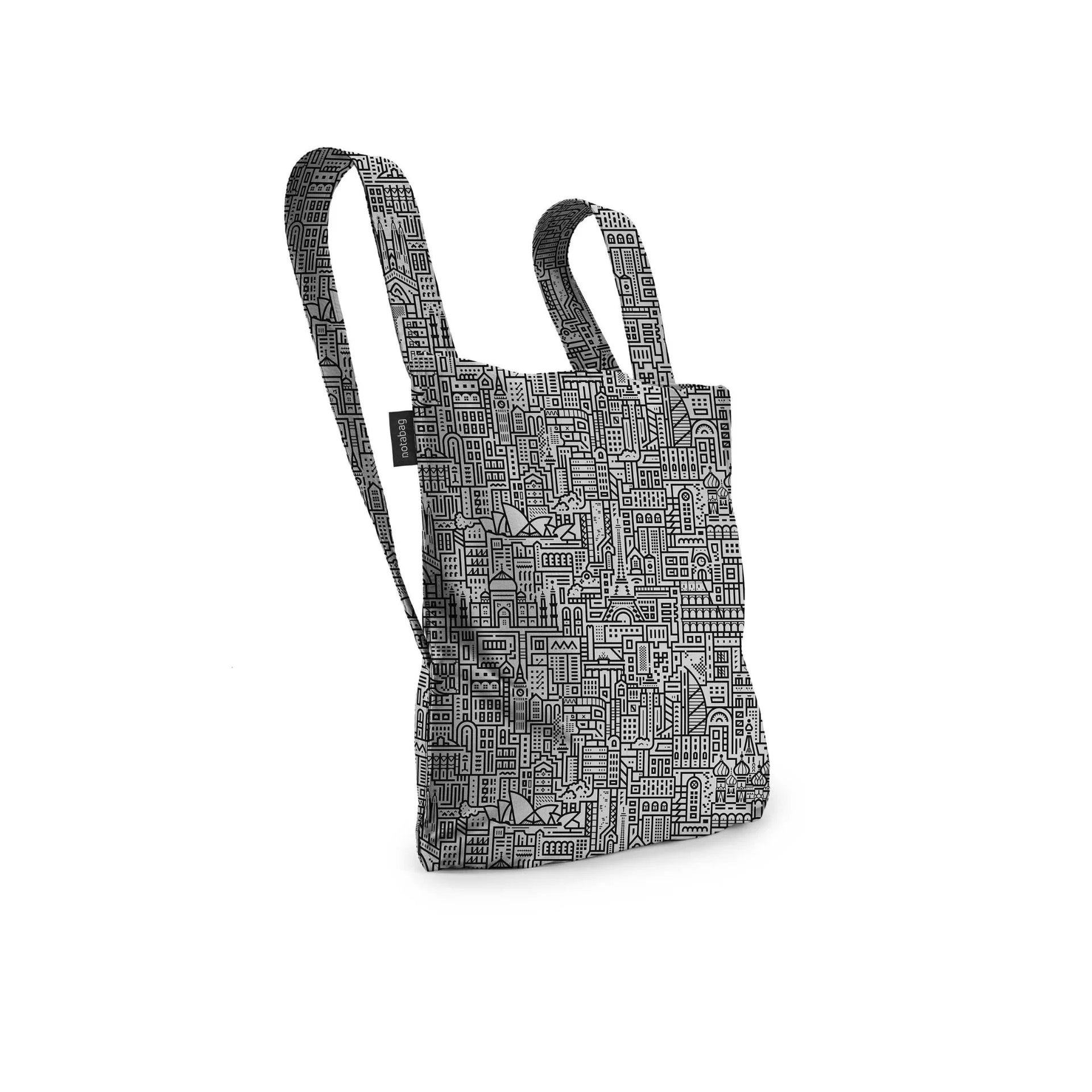 Notabag Convertible Tote: Hello World (Grey/Black) - Chrysler Museum Shop