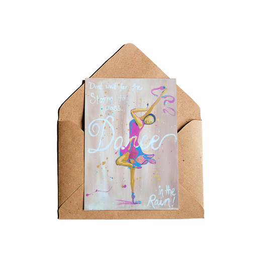 Don't Wait For The Storm To Pass... Dance in the Rain! Blank Note Card by Jazzymade - Chrysler Museum Shop