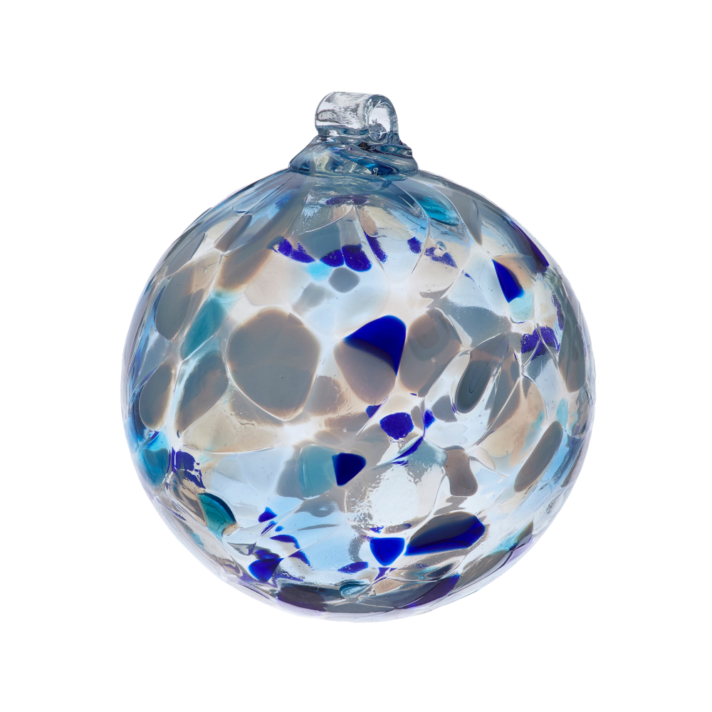 Glass Ornament: Holiday Calico Blues - Chrysler Museum Shop