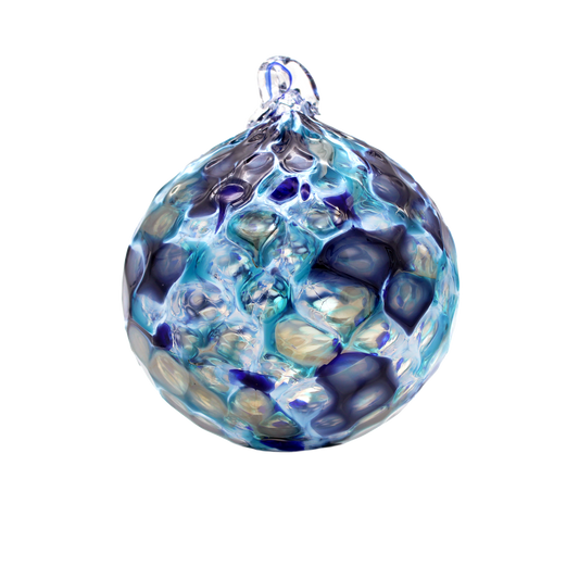 Glass Round Ornament: Blue Mix