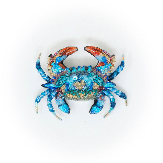 Ornate Blue Crab Embroidered Brooch - Chrysler Museum Shop
