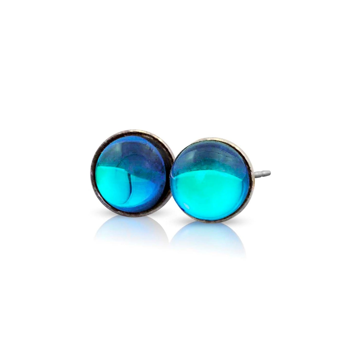 Small Crystal Stud Earrings - Aqua