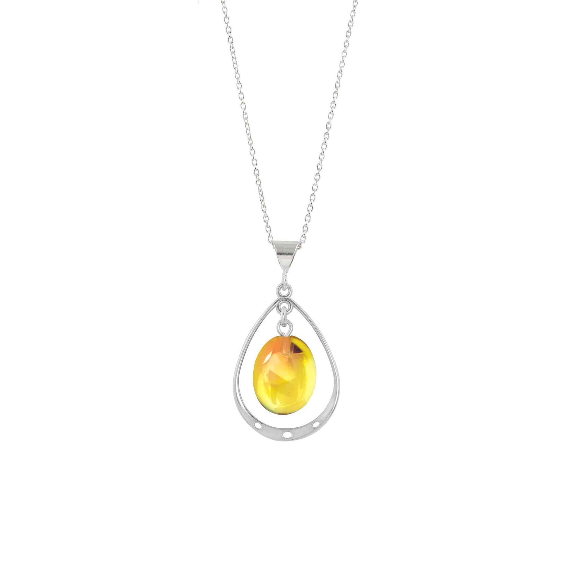 Oval Crystal with Sterling Silver Loop Pendant - Fire - Chrysler Museum Shop