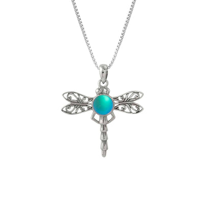 Sterling Silver Dragonfly Pendant with Frosted Green Crystal by Leightworks - Chrysler Museum Shop