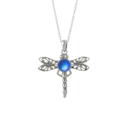 Sterling Silver Dragonfly Pendant with Crystal - Blue - Chrysler Museum Shop