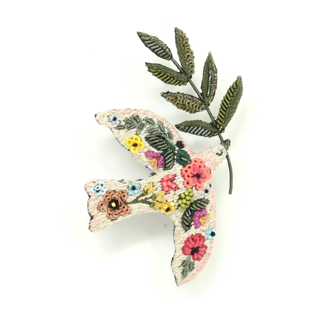 Peace Dove Embroidered Brooch