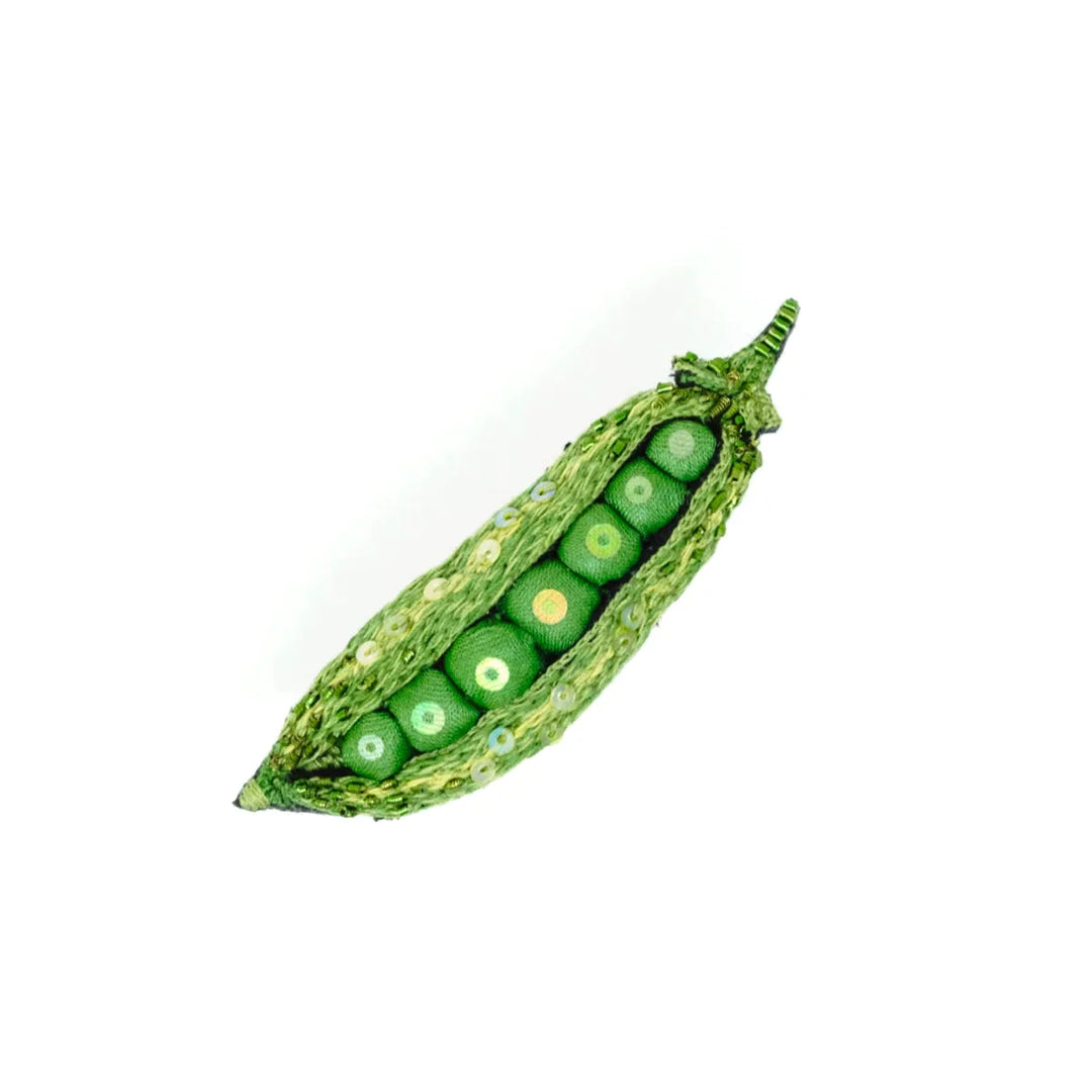 Green Peas in a Pod Embroidered Brooch by Trovelore - Chrysler Museum Shop