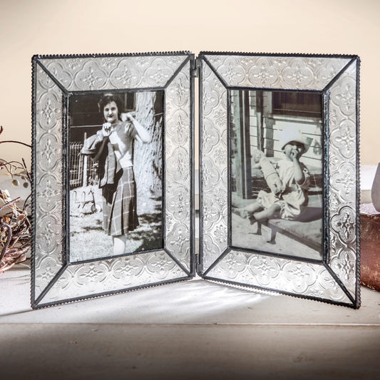 Leaded Glass Picture Frame (Vintage, Double 4 × 6 Vertical)