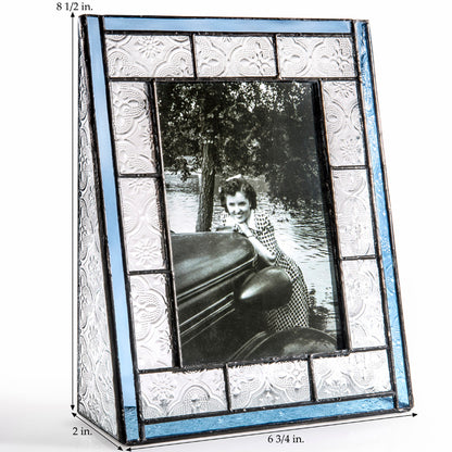 Bilderrahmen aus Bleiglas (Vintage-Blau, 4 × 6 vertikal)