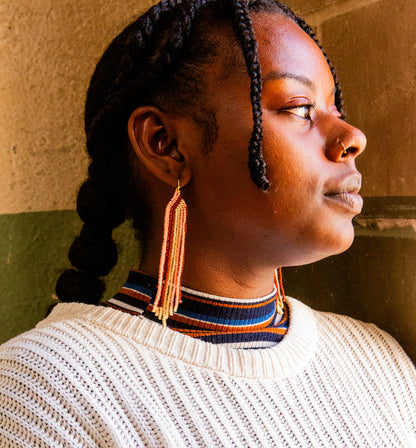 Pomelo Beaded Fringe Earrings