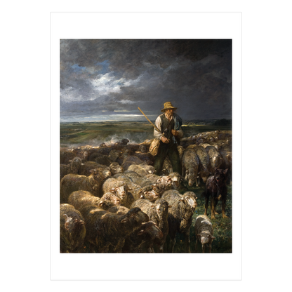 Post Card: "The Shepherd and His Flock" by Charles-Émile Jacque (Front) - Chrysler Museum Shop