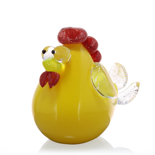 Glass Chicken Sculpture (Yellow)