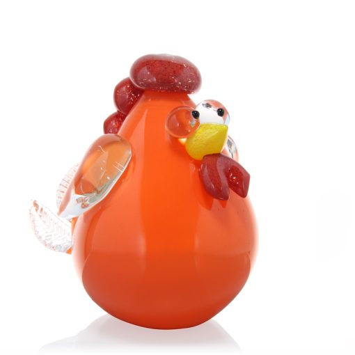 Glass Chicken Sculpture (Orange) by Catherine Labonte