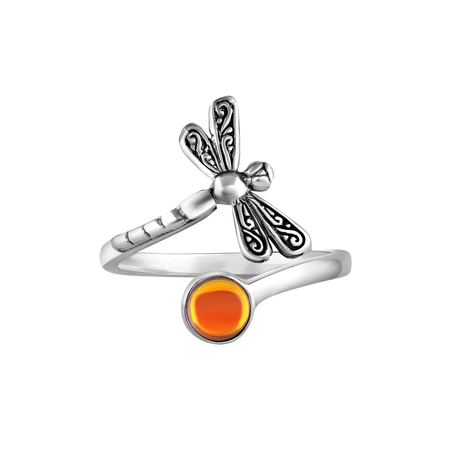 Sterling Silver Dragonfly Ring with Polished Fire Crystal by Leightworks - Chrysler Museum Shop