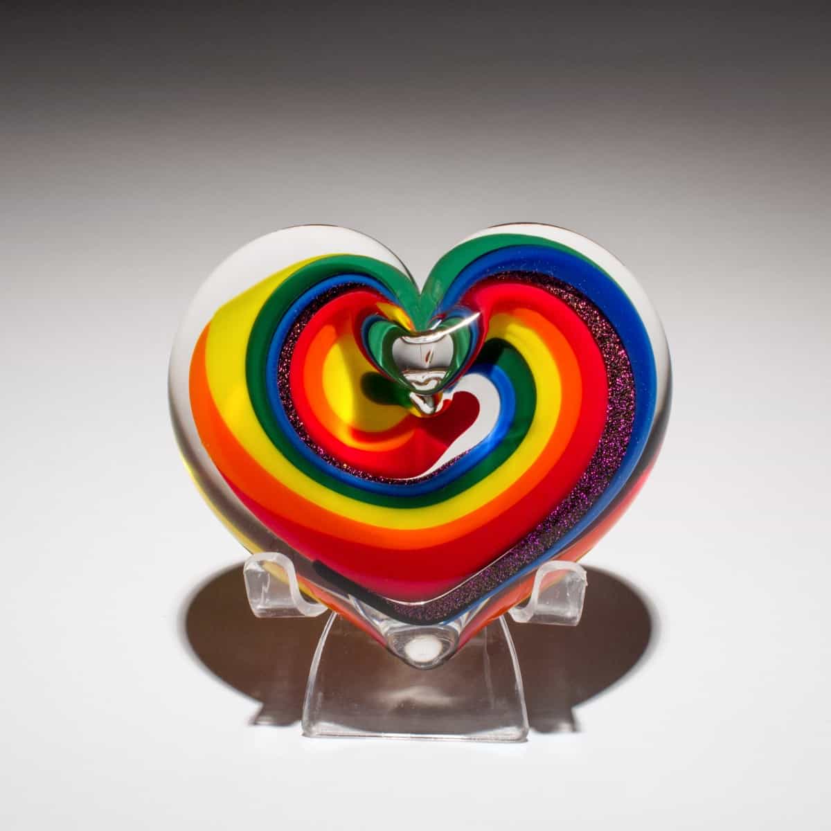 Glass Heart Paperweight: Rainbow Dream - Chrysler Museum Shop