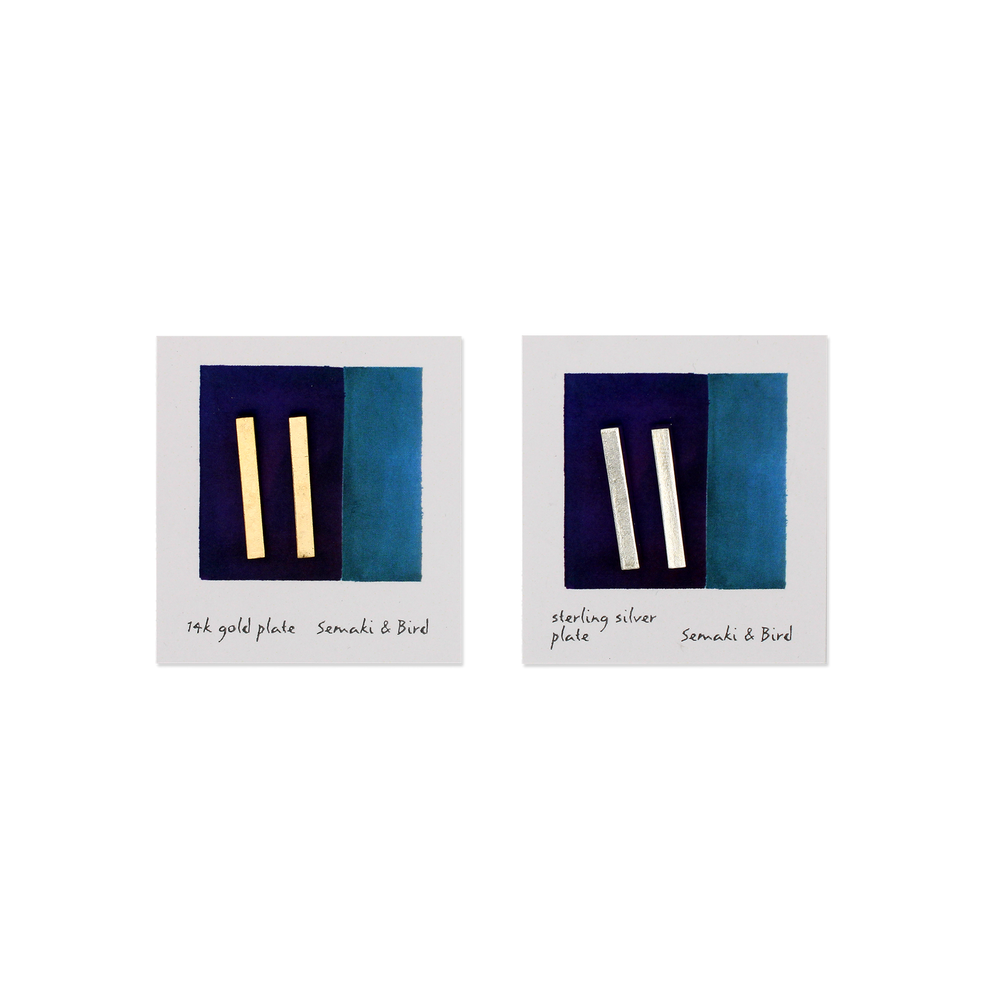 Abstract Earrings - Rectangles in 14k gold plate or sterling silver - Chrysler Museum Shop