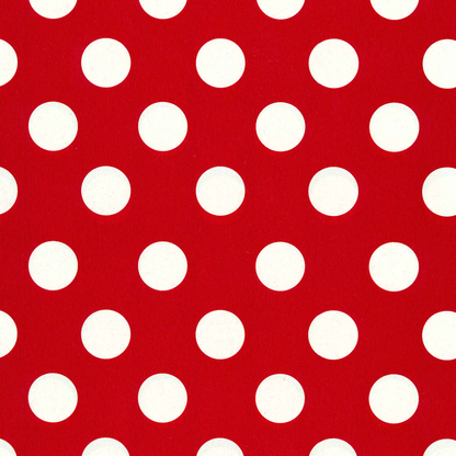 Red background with white polka dots
