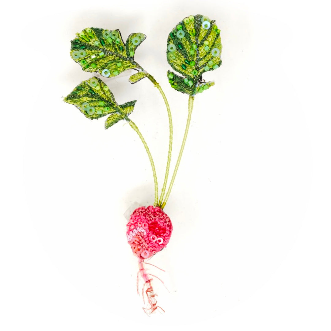 Red Radish Embroidered Brooch