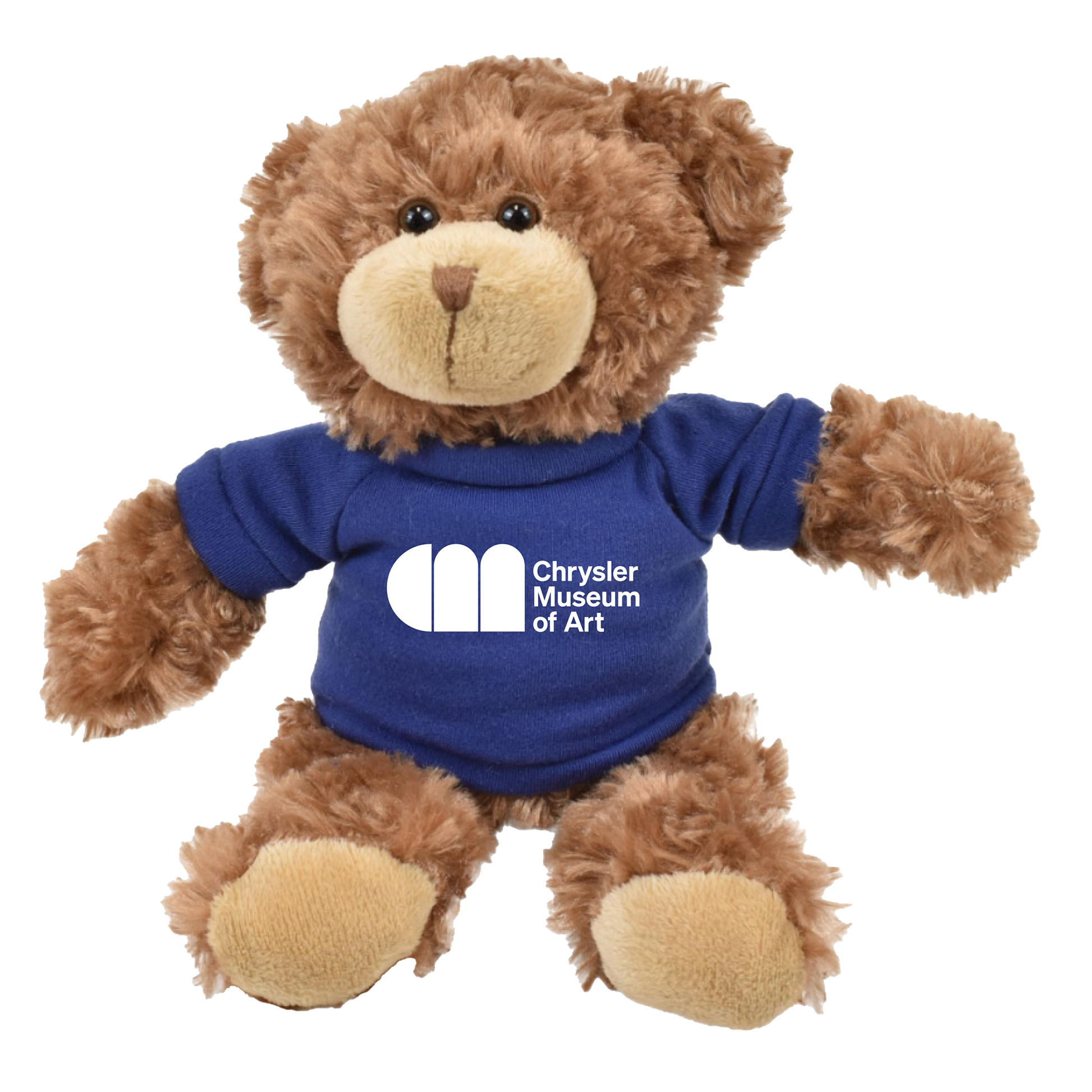 Roary, the adorable teddy bear wearing a blue Chrysler Museum T-shirt - Chrysler Shop