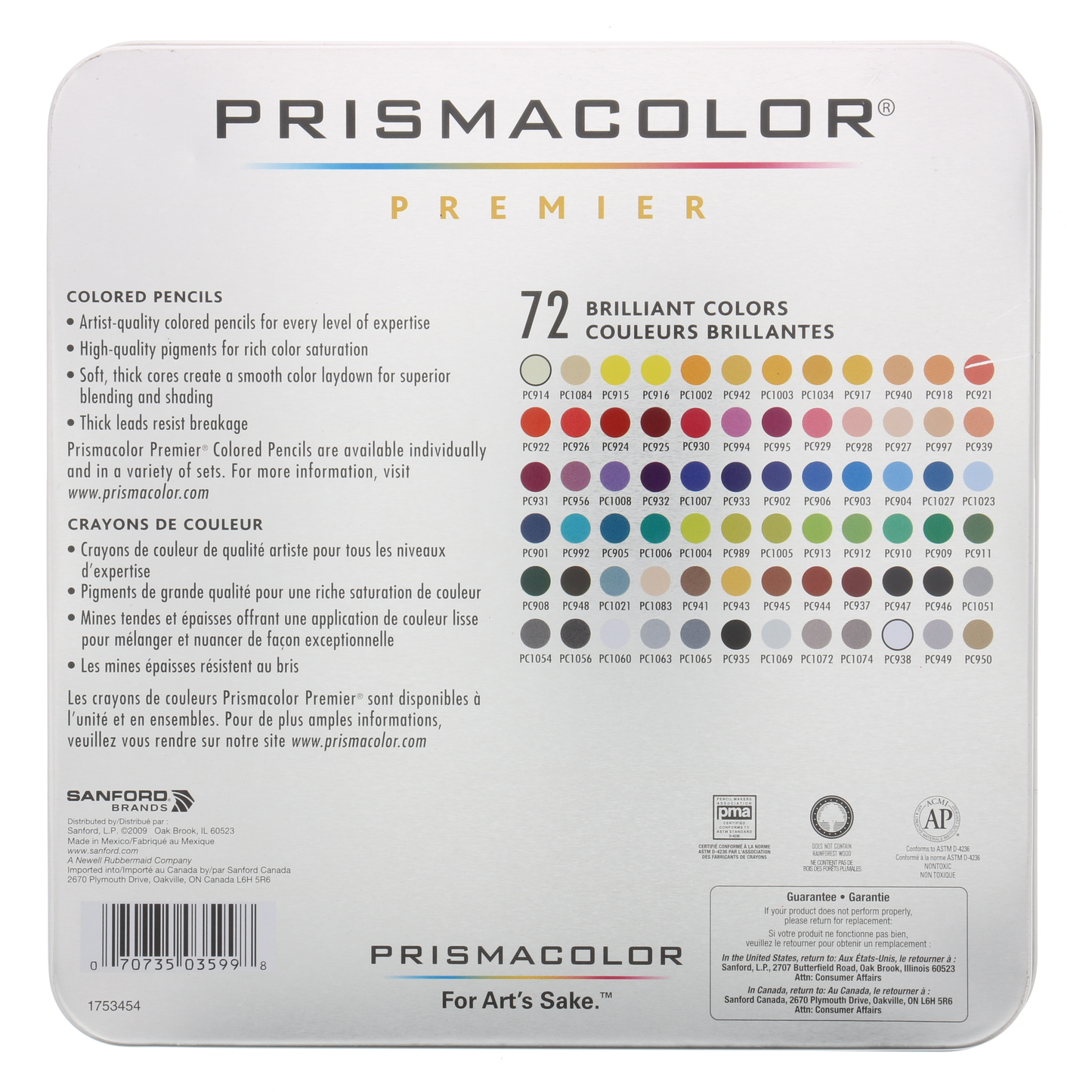Juego de lápices de colores de núcleo grueso Prismacolor Premier de 48 colores