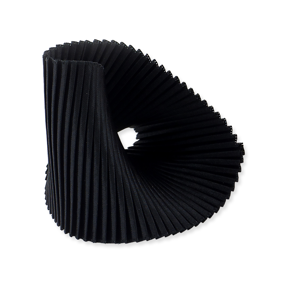 Black pleated bracelet on a white background