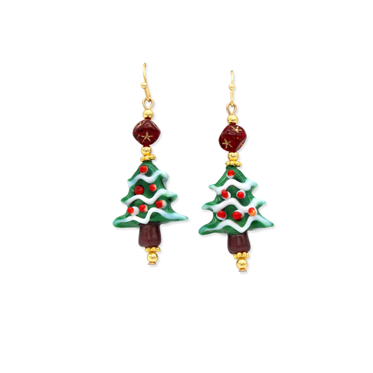 Glass Christmas Tree earrings
