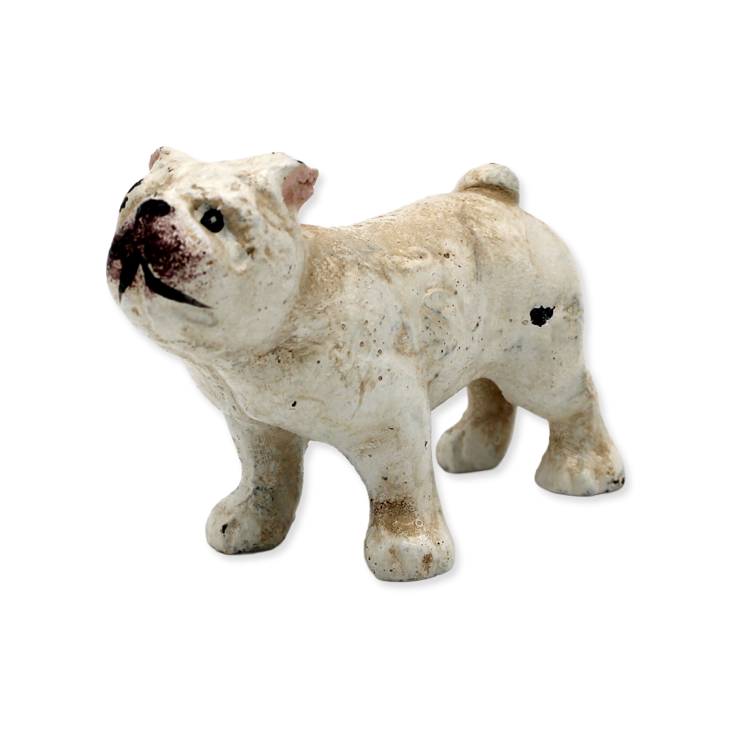 Vintage-style toy bulldog figure on a white background