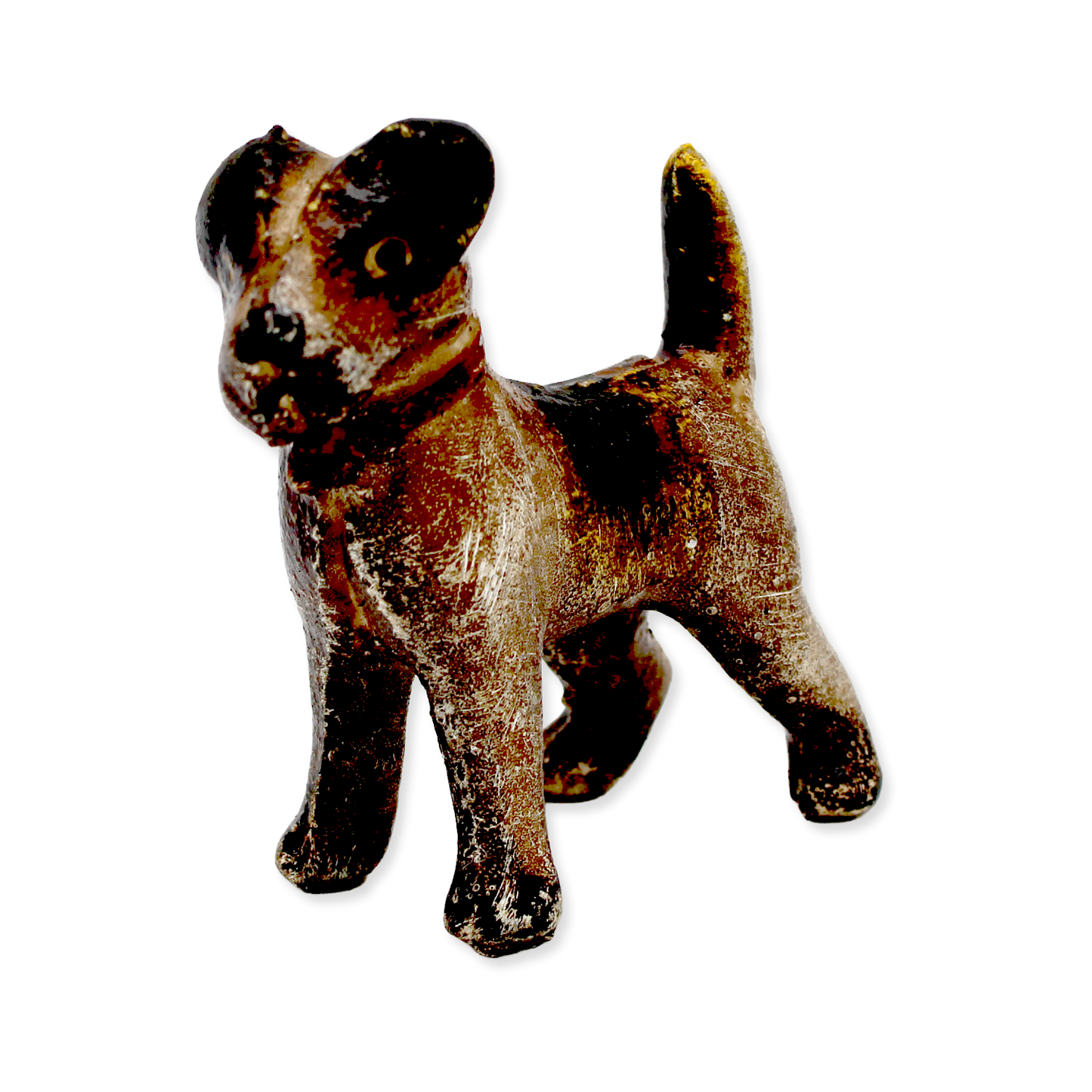 Vintage-style toy dog figure on a white background
