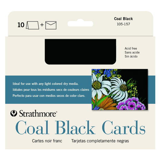 Tarjetas creativas: negro carbón, paquete de 10