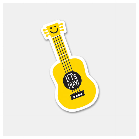 Pegatina de vinilo "Let's Play" de guitarra amarilla