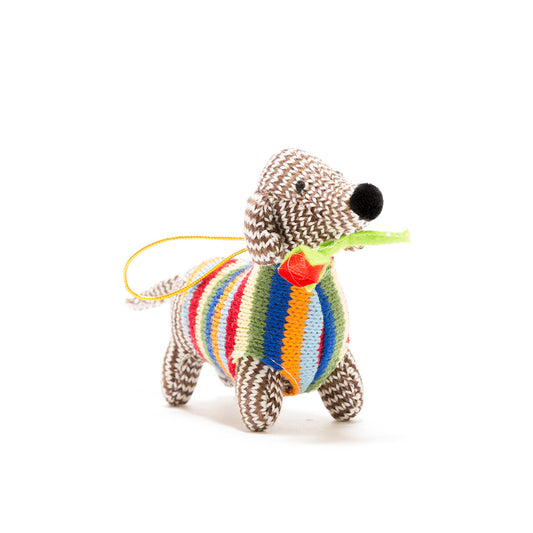 Knitted Ornament: Dachshund with Flower - Chrysler Museum Shop