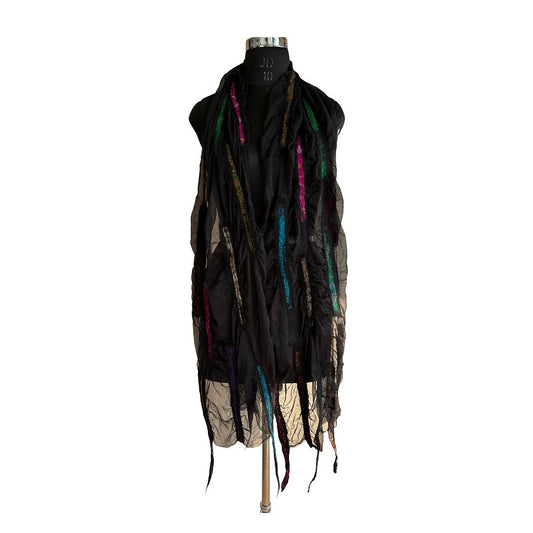 Silk & Wool Scarf: Sari Runner Black - Chrysler Museum Shop