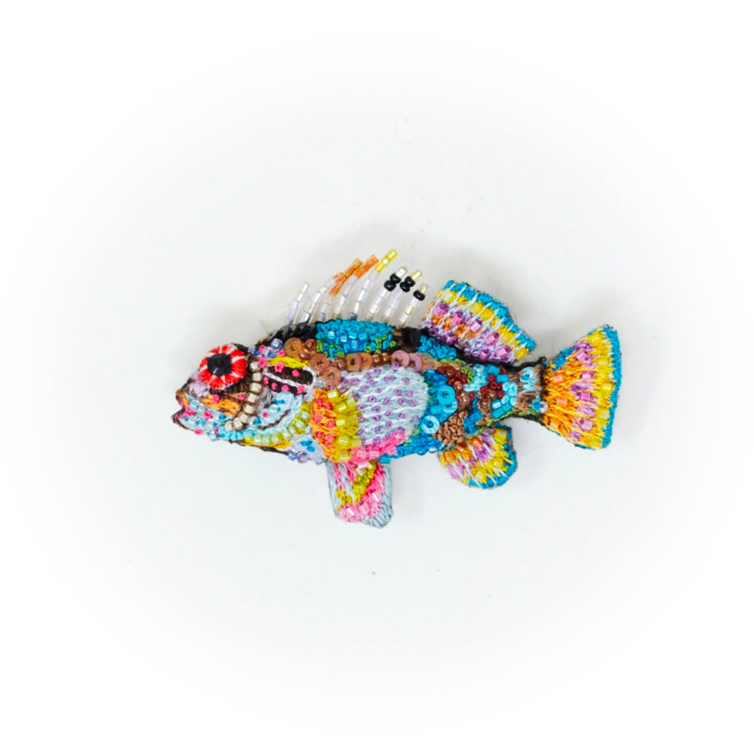 Scorpion Fish Embroidered Brooch