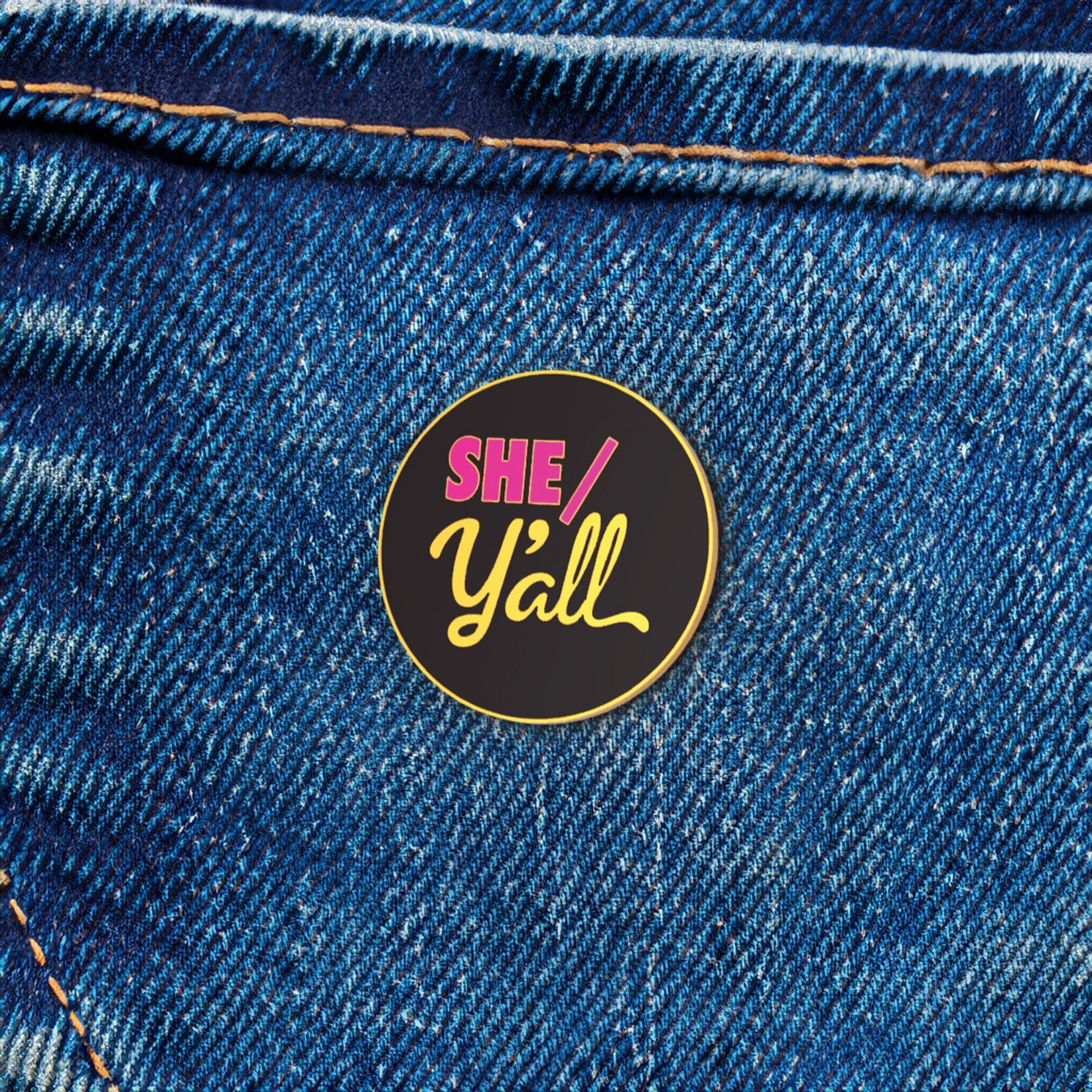 She/Y'all Enamel Pronoun Pin - Chrysler Museum Shop