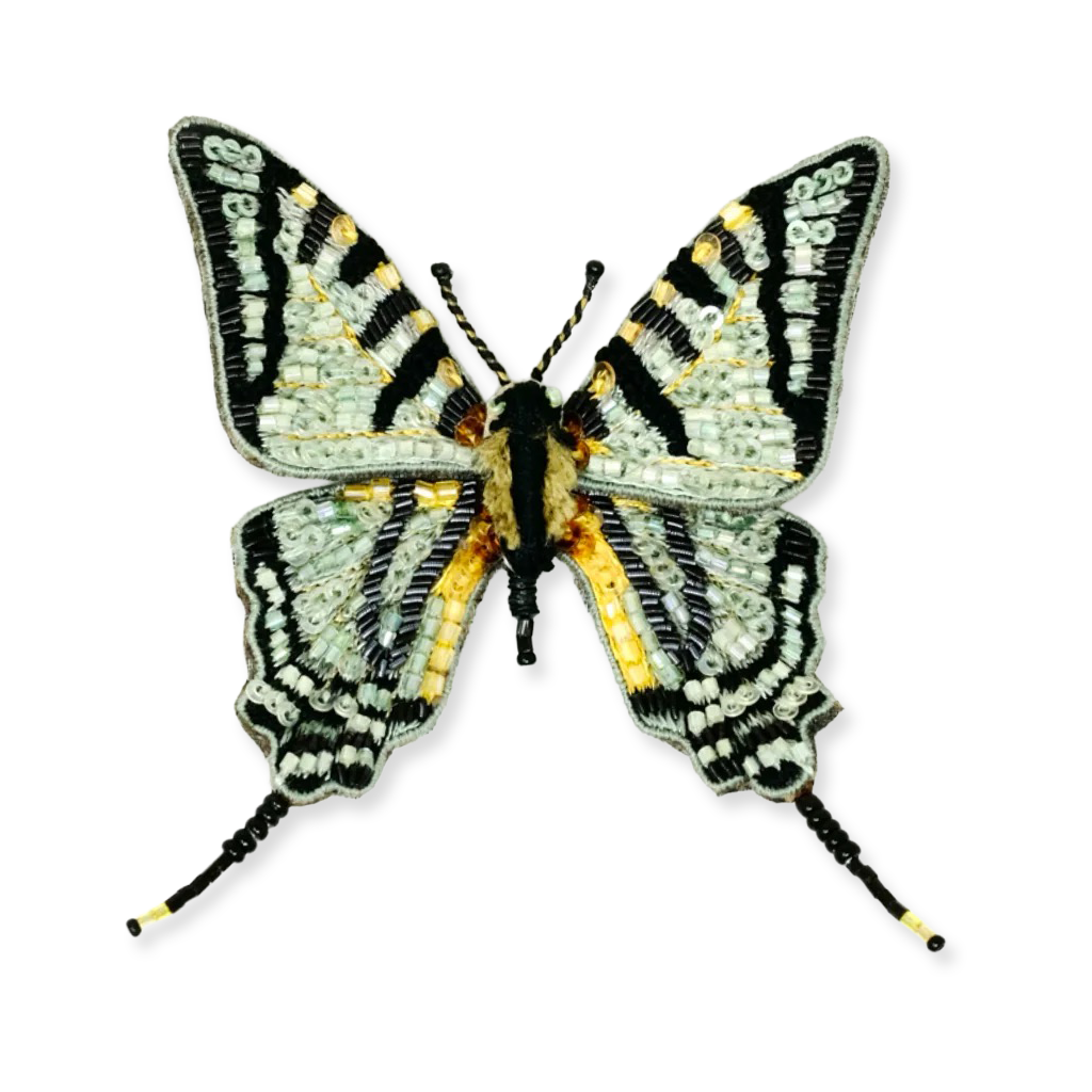 Scarce Swallowtail Butterfly Embroidered Brooch