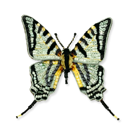 Scarce Swallowtail Butterfly Embroidered Brooch