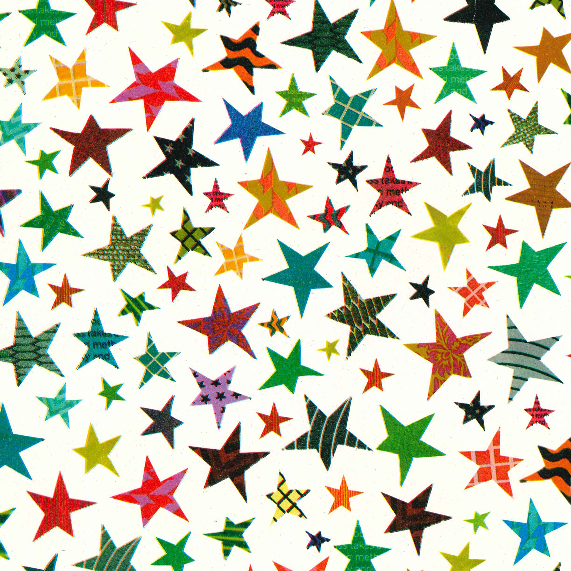 Pattern of colorful stars on a white background