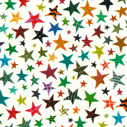Pattern of colorful stars on a white background