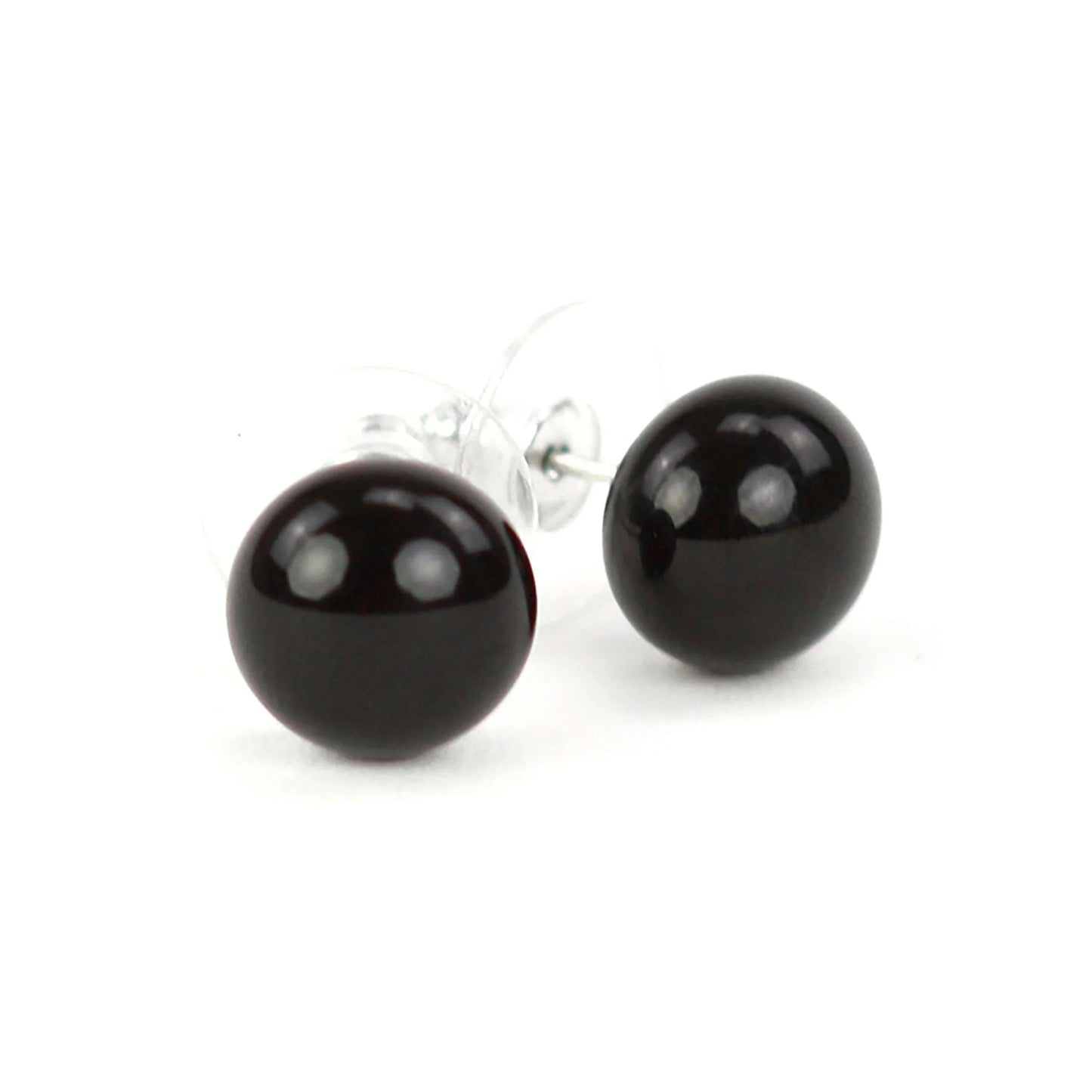 Small Glass Stud Earrings: Gloss Black - Chrysler Museum Shop