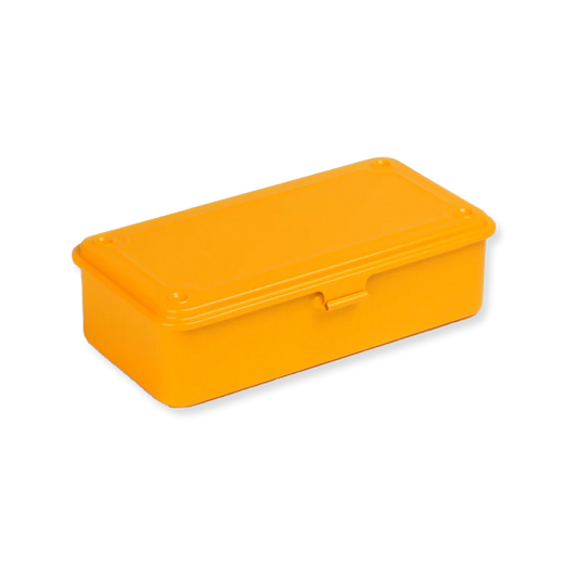 Orange rectangular box with a lid on a white background