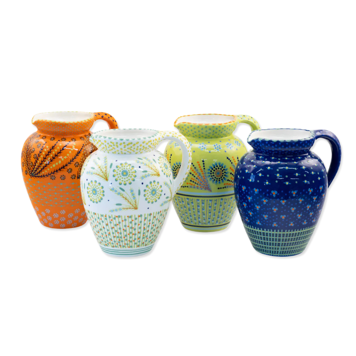 Hand-Painted Ceramic Water Jug, Lime